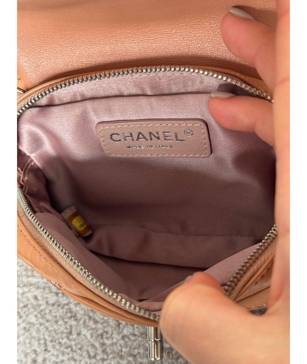CHANEL Коричневая кожаная сумка через плечо, фото 5