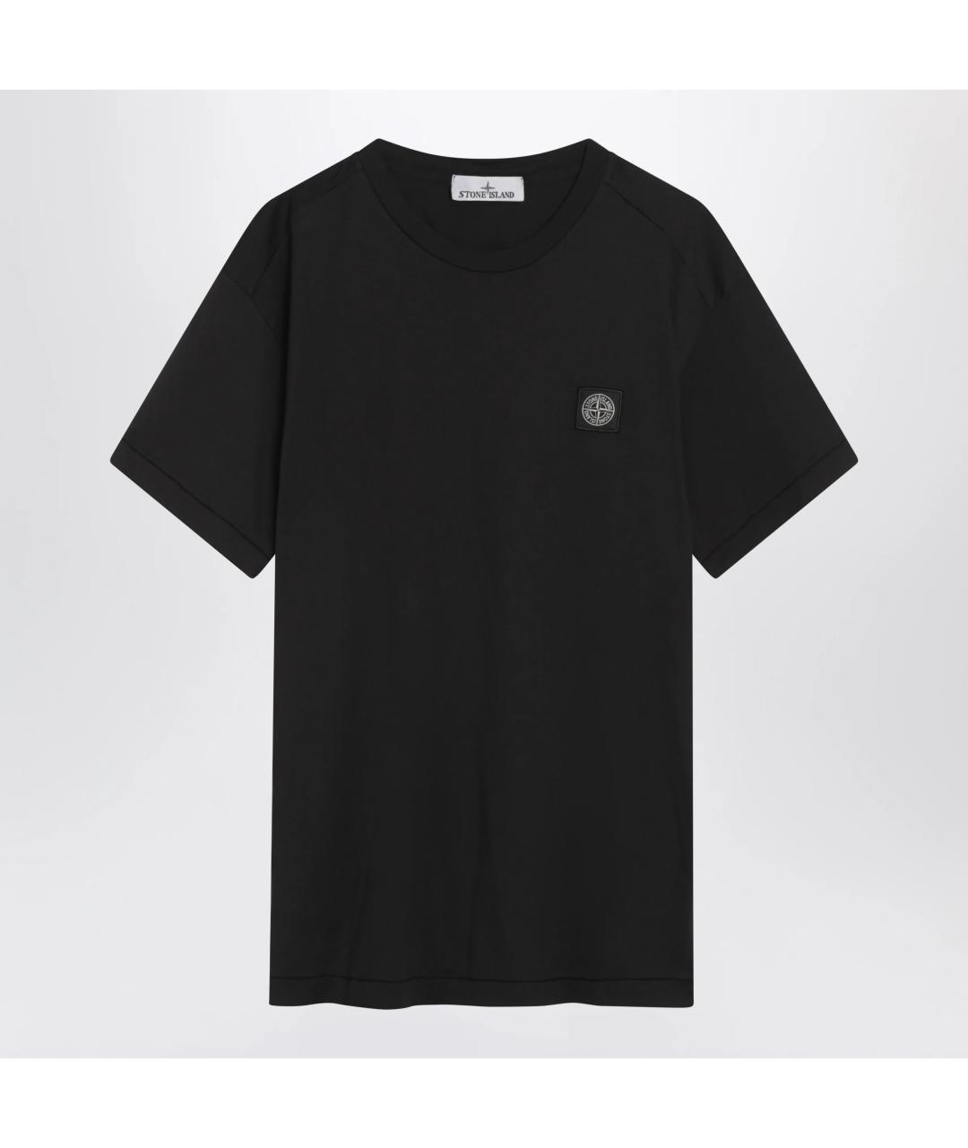 STONE ISLAND Черная хлопковая футболка, фото 3