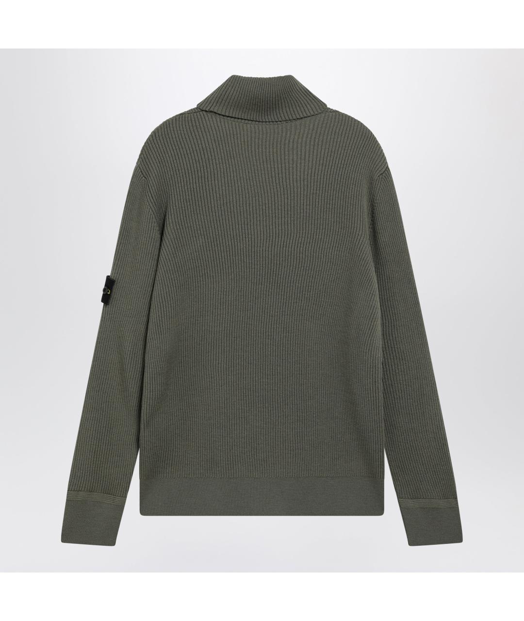 STONE ISLAND Зеленая шерстяная водолазка, фото 2