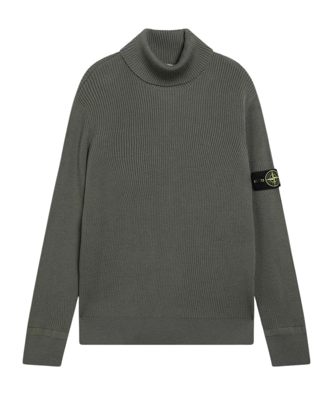 STONE ISLAND Зеленая шерстяная водолазка, фото 1