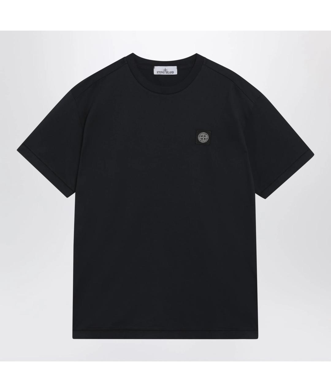 STONE ISLAND Темно-синяя хлопковая футболка, фото 3
