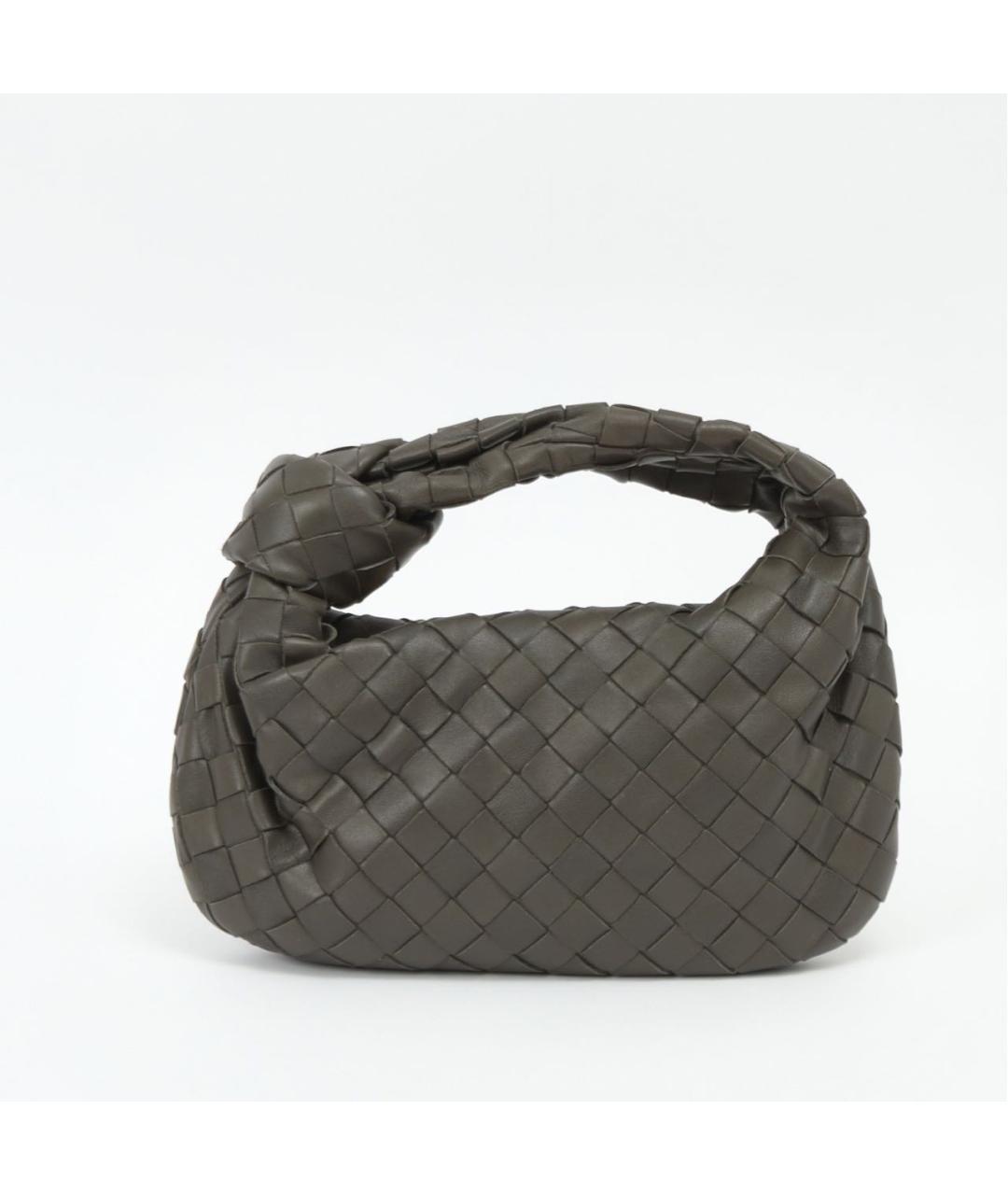 BOTTEGA VENETA Антрацитовая кожаная сумка с короткими ручками, фото 9