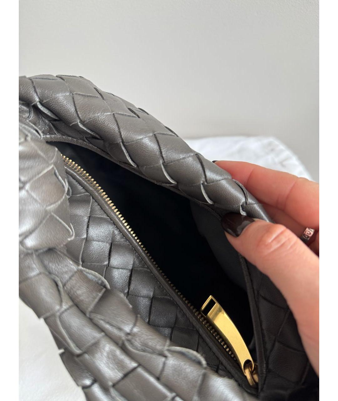 BOTTEGA VENETA Антрацитовая кожаная сумка с короткими ручками, фото 7
