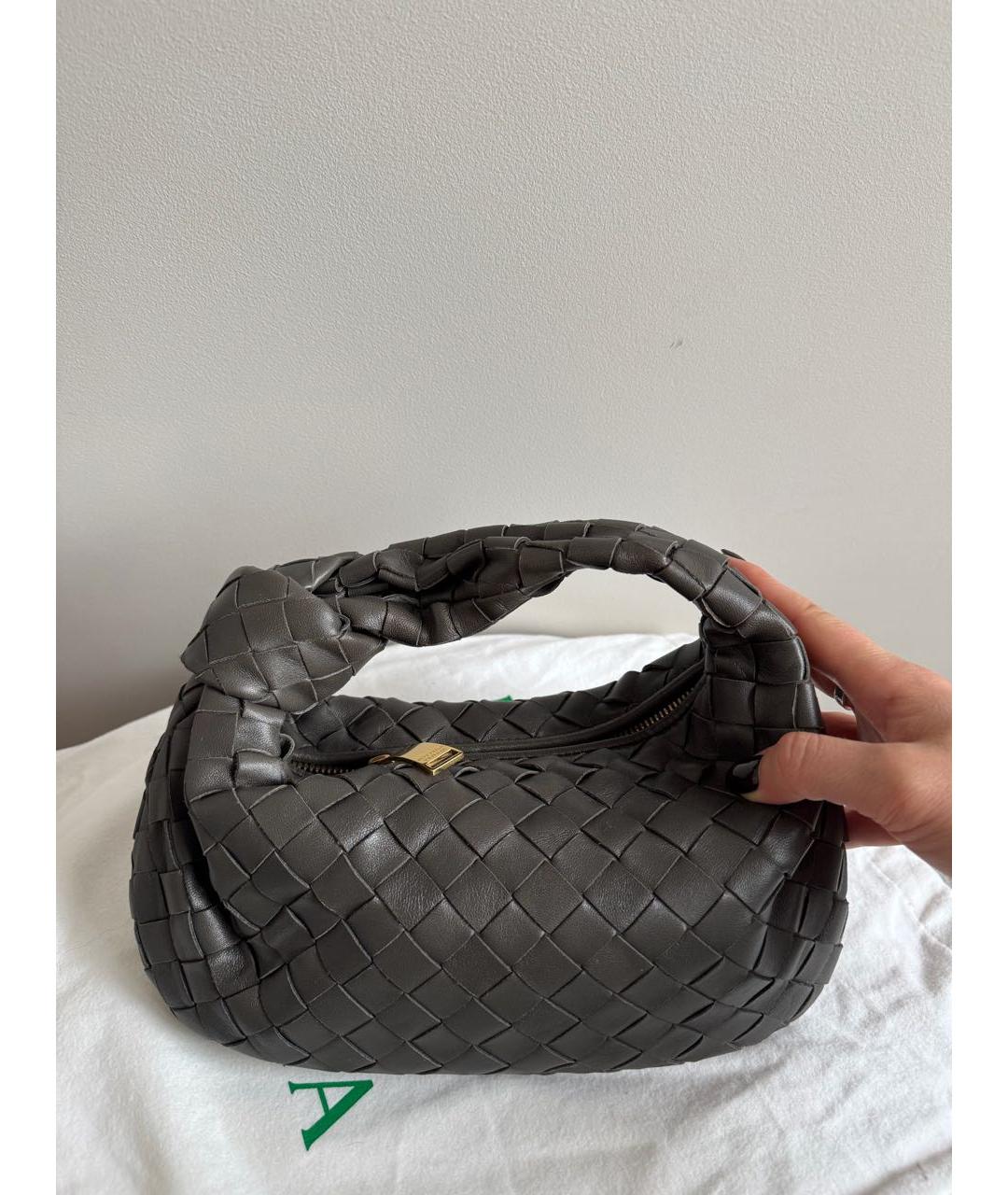 BOTTEGA VENETA Антрацитовая кожаная сумка с короткими ручками, фото 4