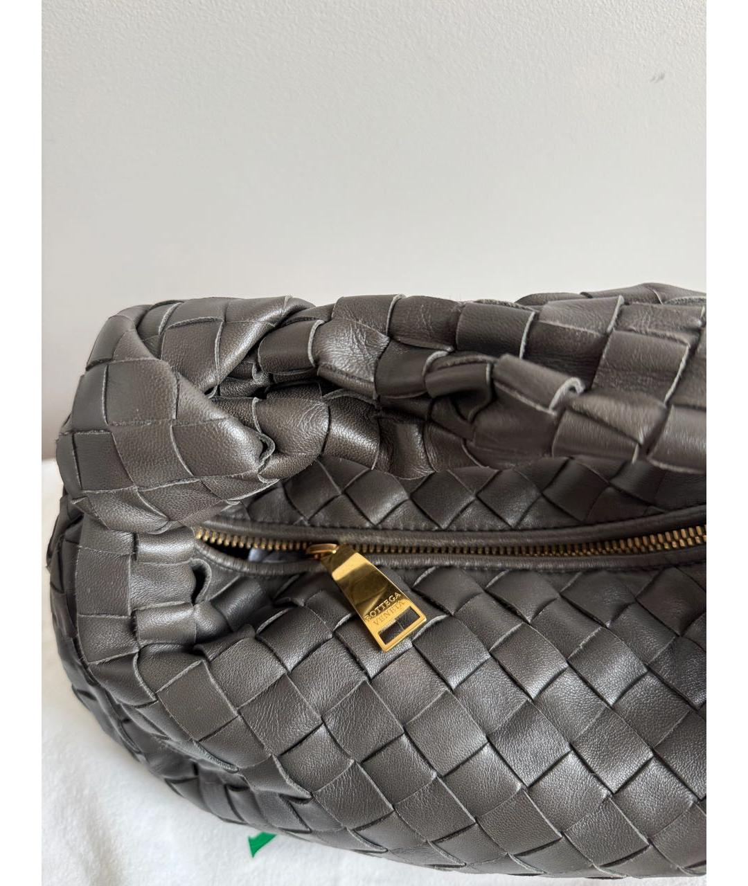 BOTTEGA VENETA Антрацитовая кожаная сумка с короткими ручками, фото 6