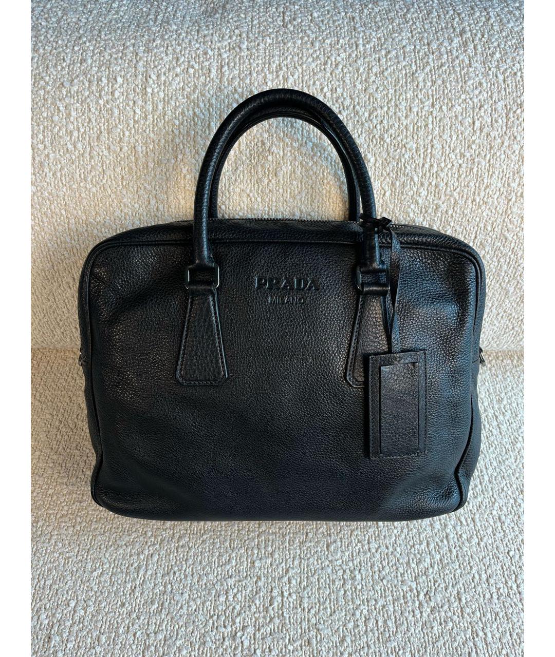 PRADA Черный кожаный портфель, фото 9