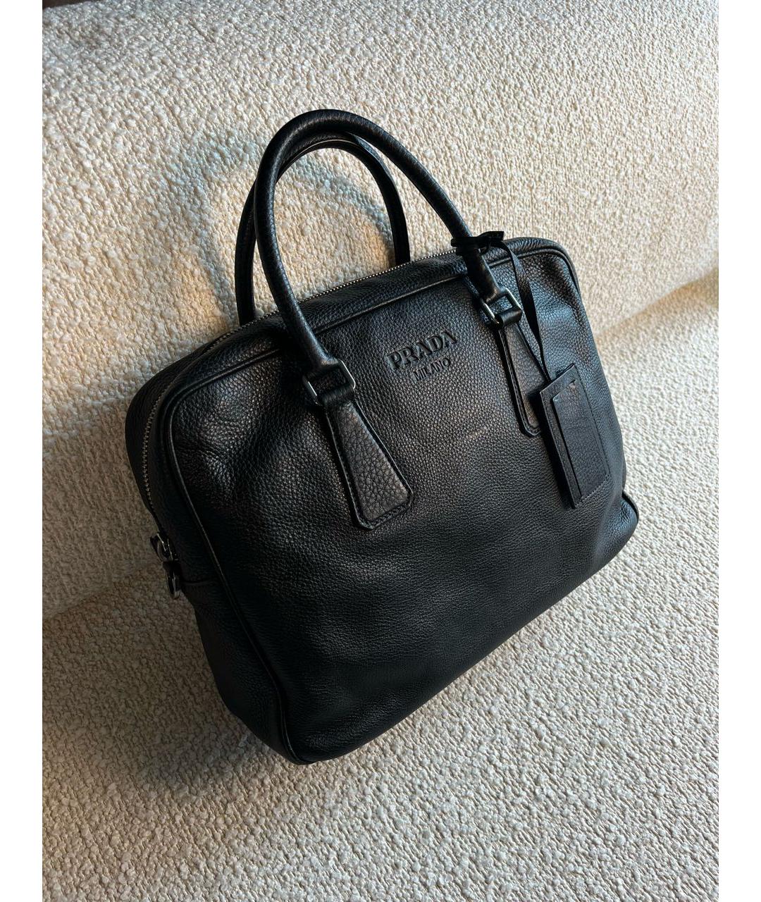 PRADA Черный кожаный портфель, фото 2