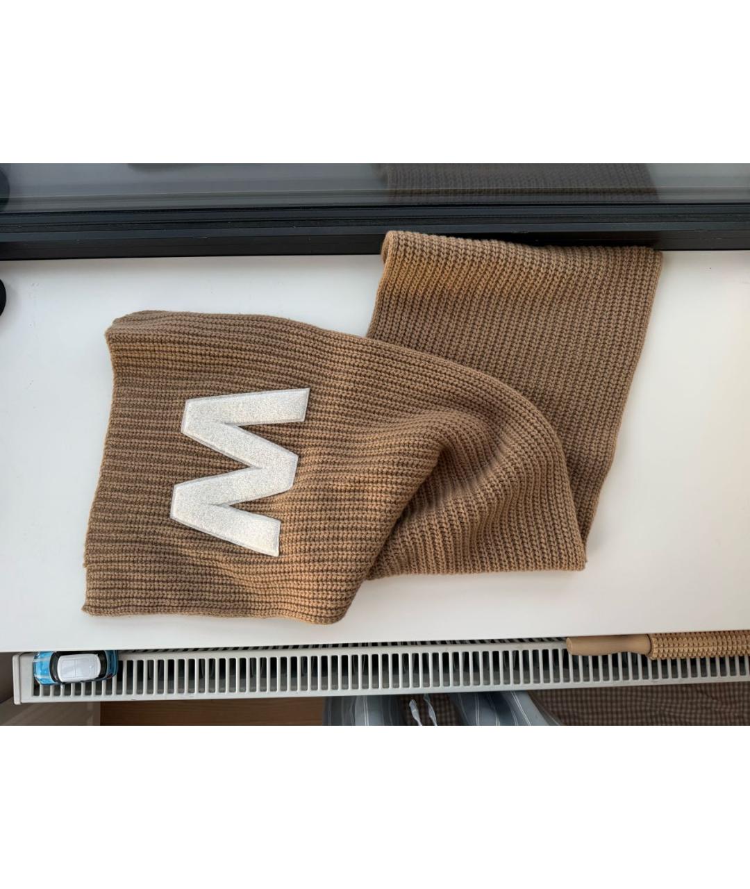 WEEKEND MAX MARA Коричневый шерстяной шарф, фото 3