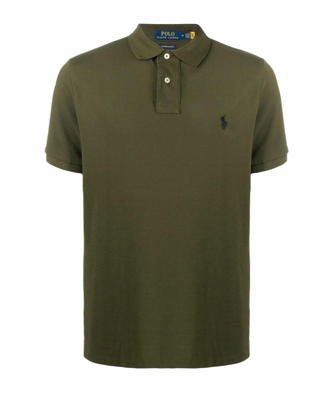 POLO RALPH LAUREN Хаки хлопковое поло с коротким рукавом, фото 1