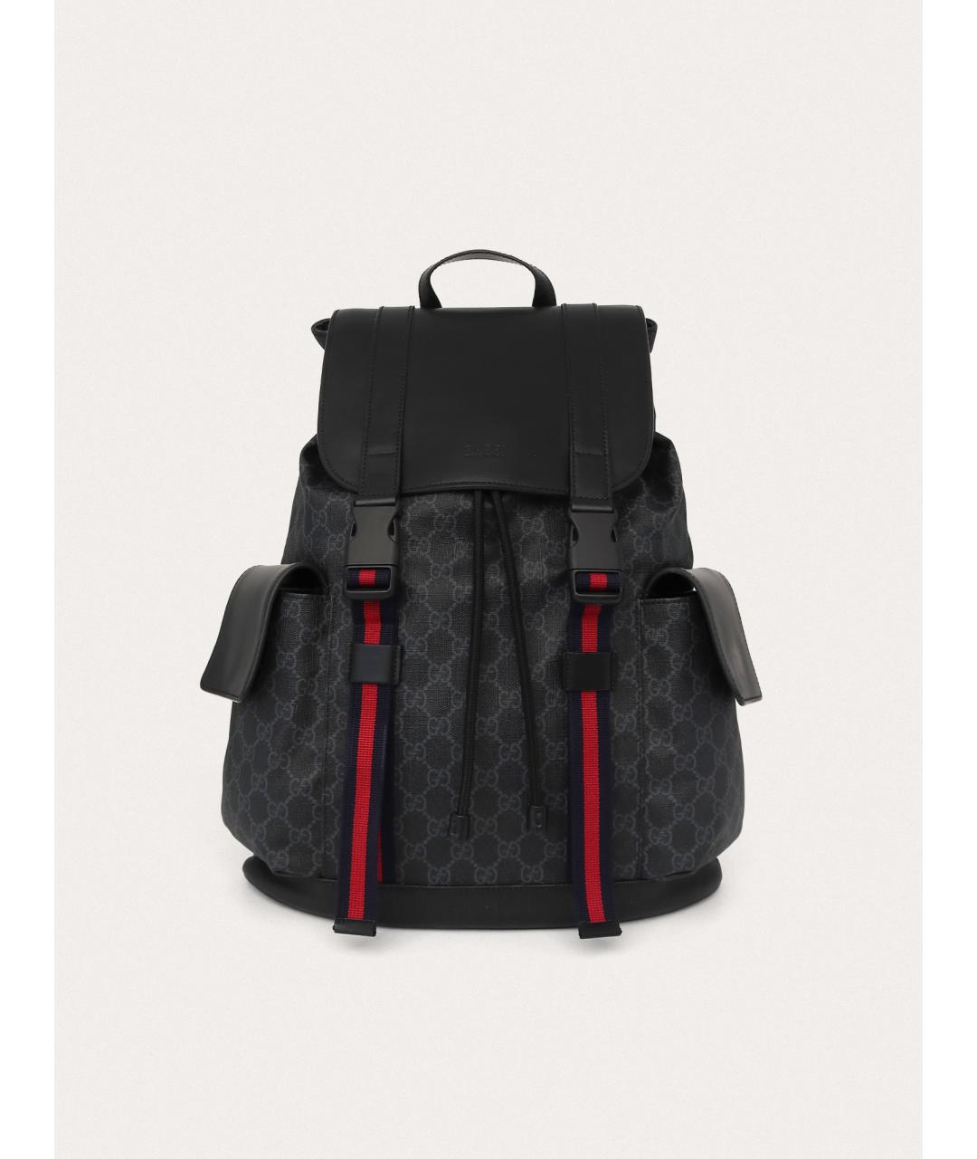 GUCCI Антрацитовый кожаный рюкзак, фото 9