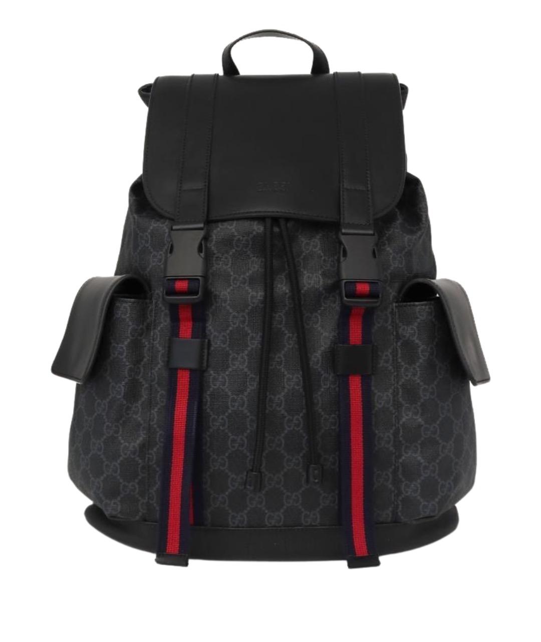 GUCCI Антрацитовый кожаный рюкзак, фото 1
