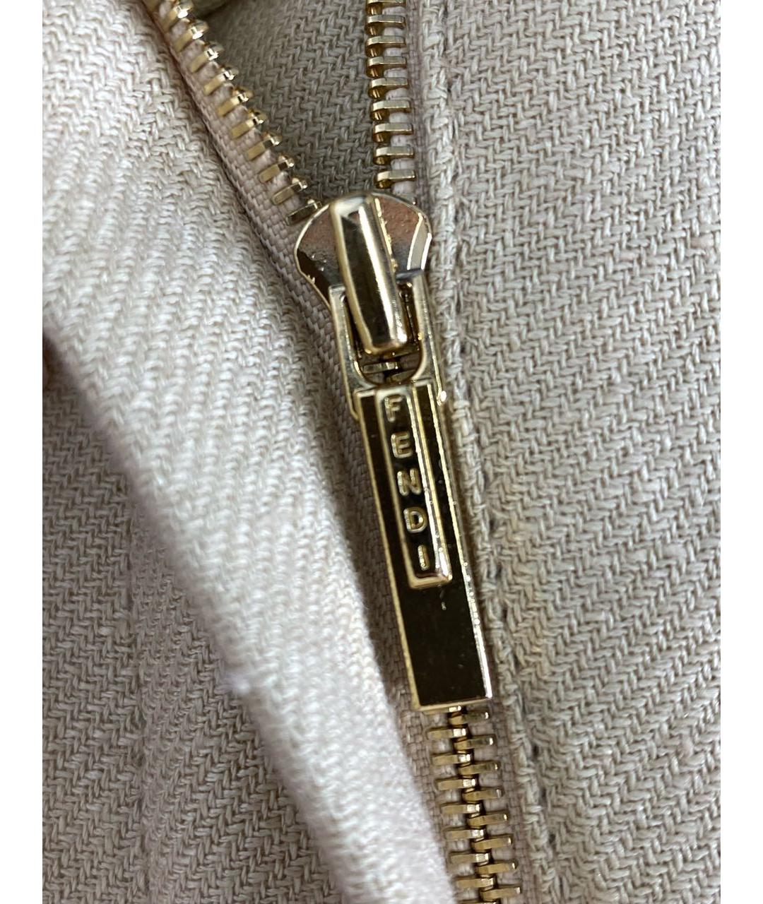 FENDI Бежевые льняные прямые брюки, фото 4