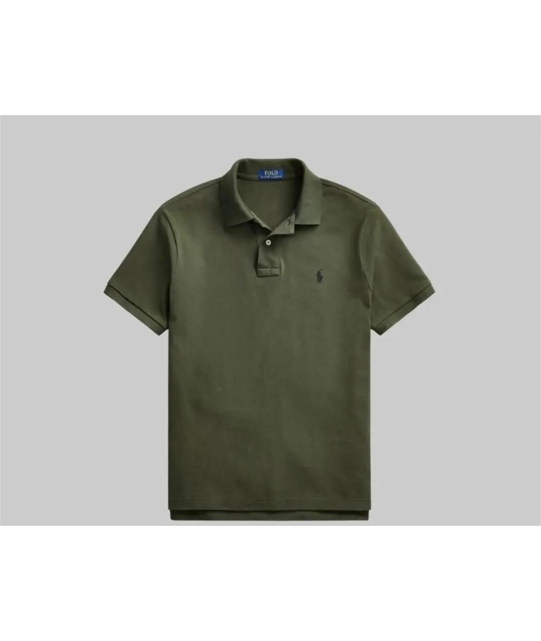 POLO RALPH LAUREN Хаки хлопковое поло с коротким рукавом, фото 6