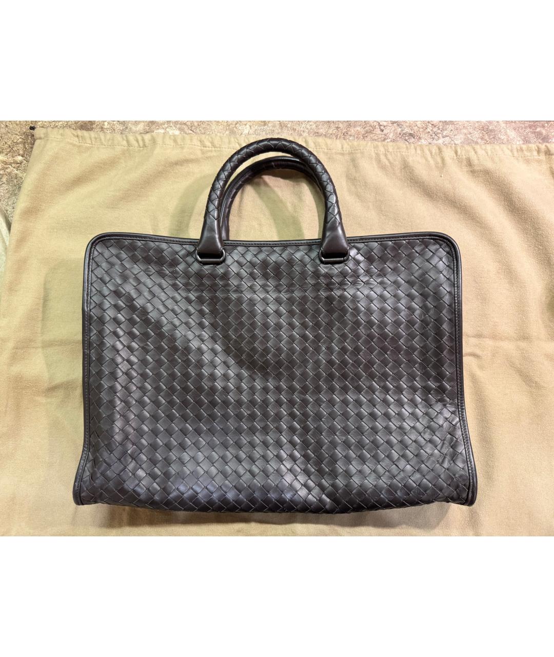BOTTEGA VENETA Коричневый кожаный портфель, фото 6