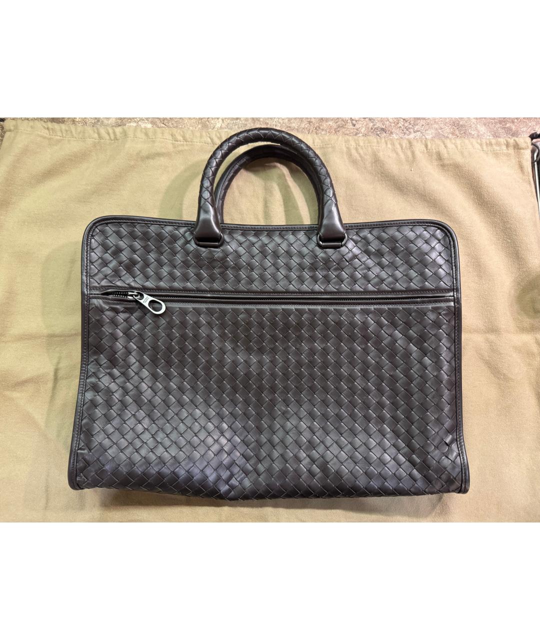 BOTTEGA VENETA Коричневый кожаный портфель, фото 2
