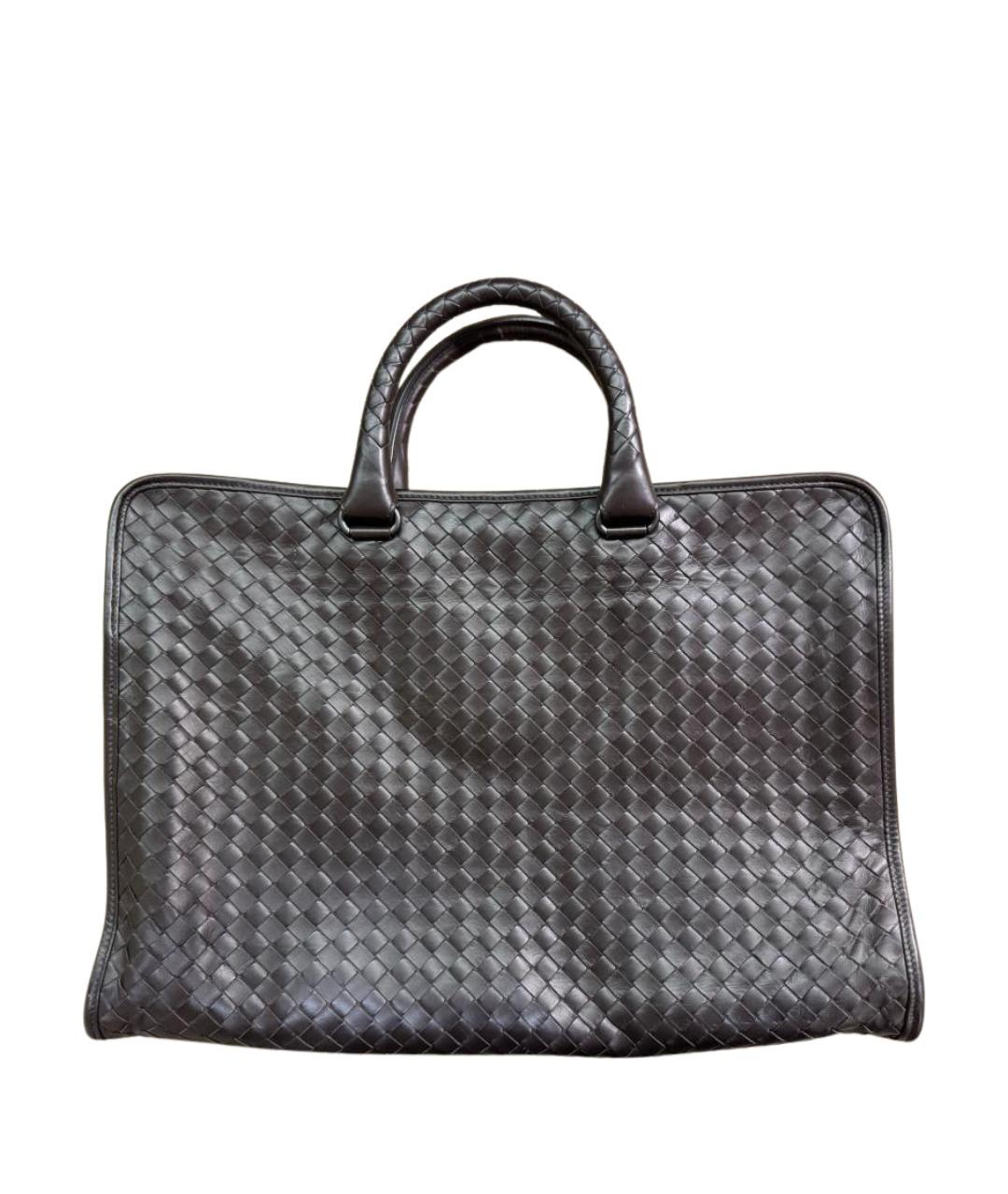 BOTTEGA VENETA Коричневый кожаный портфель, фото 1