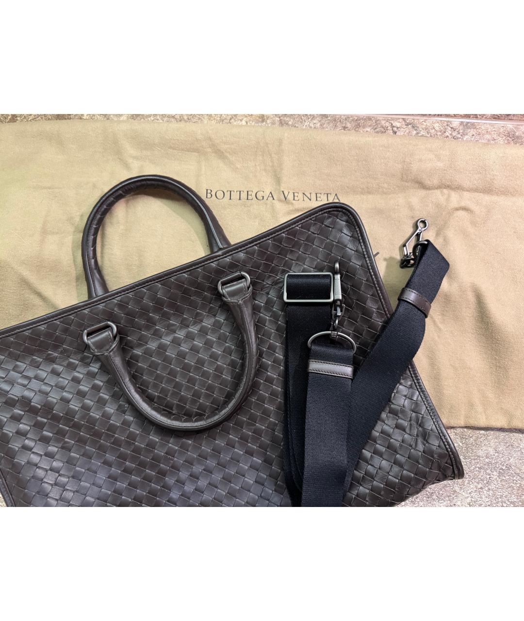 BOTTEGA VENETA Коричневый кожаный портфель, фото 5