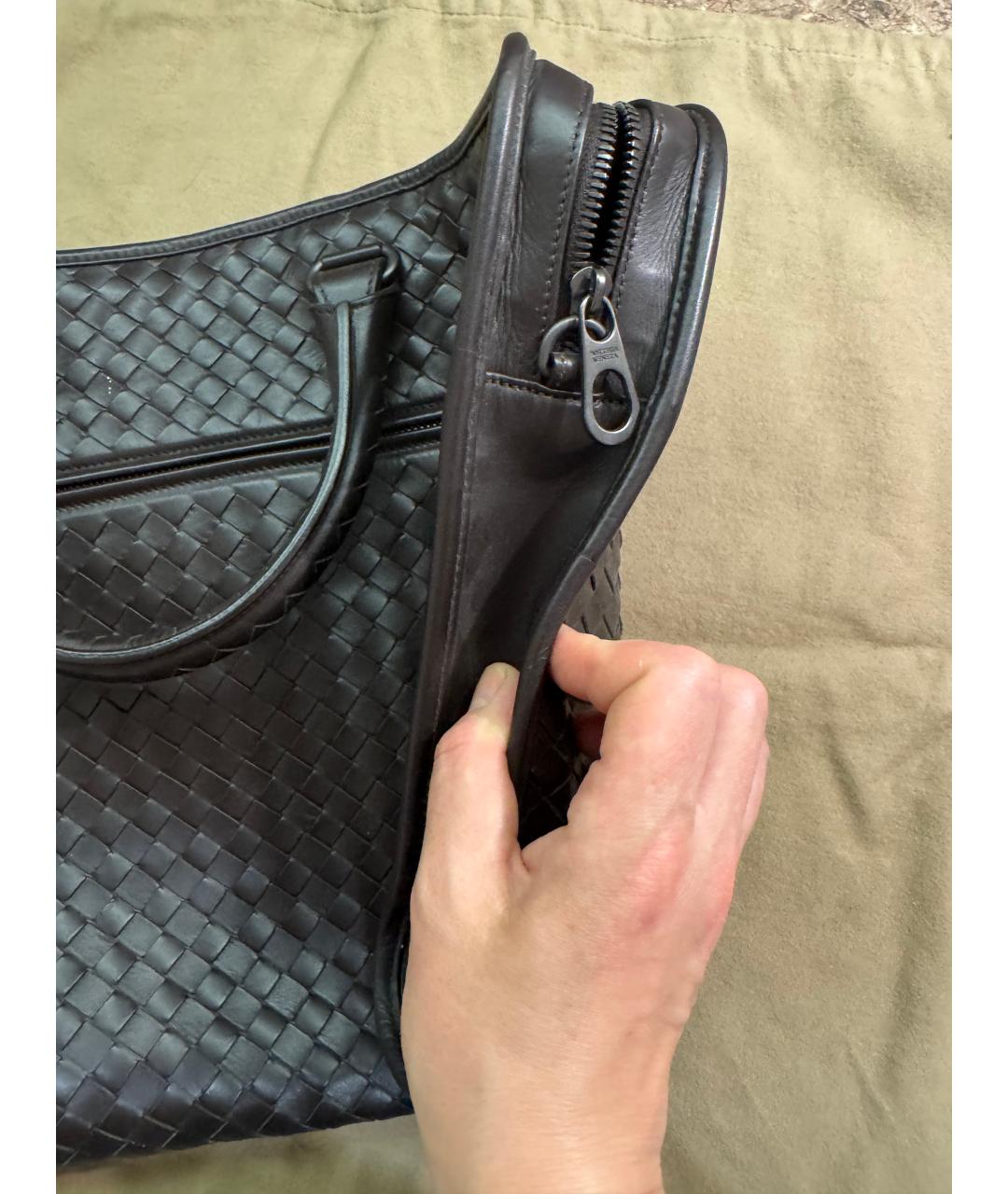 BOTTEGA VENETA Коричневый кожаный портфель, фото 4