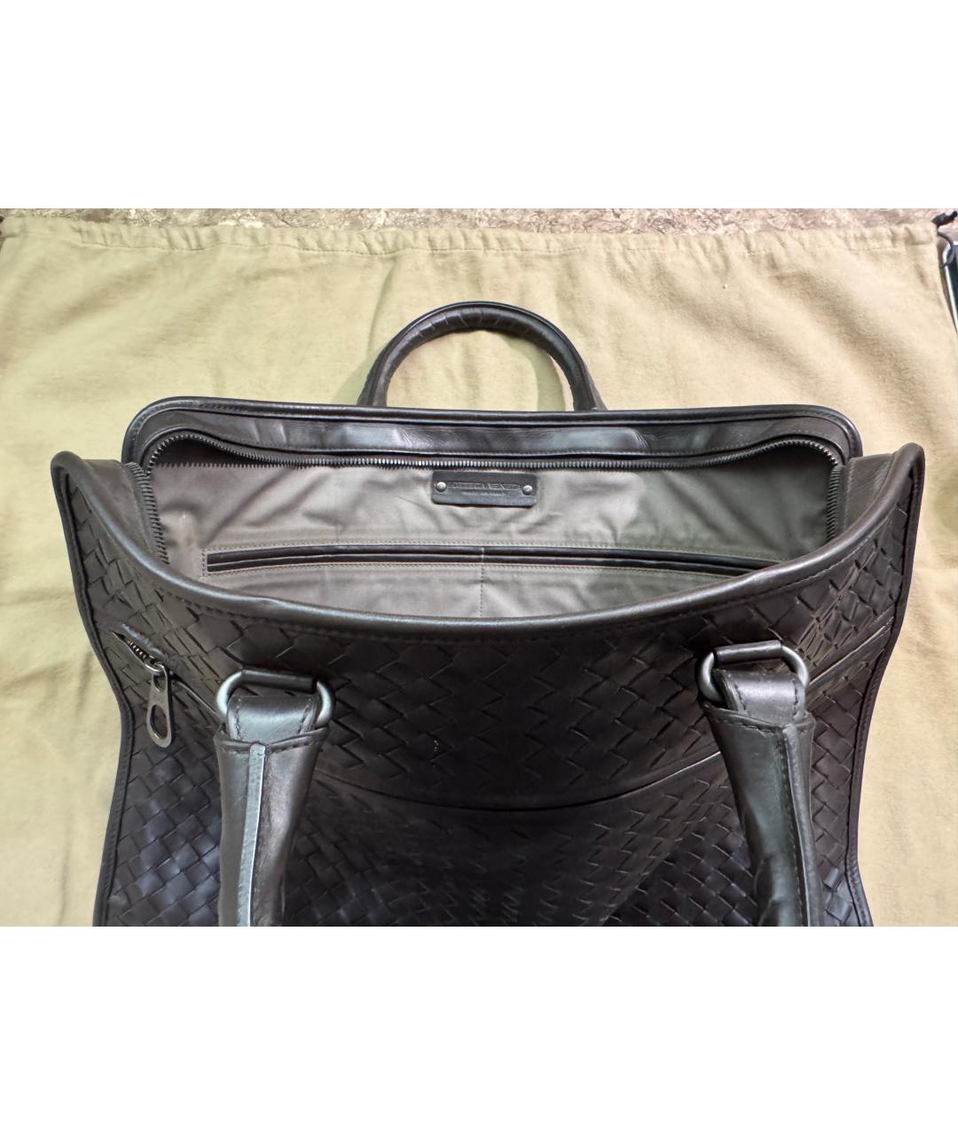 BOTTEGA VENETA Коричневый кожаный портфель, фото 3