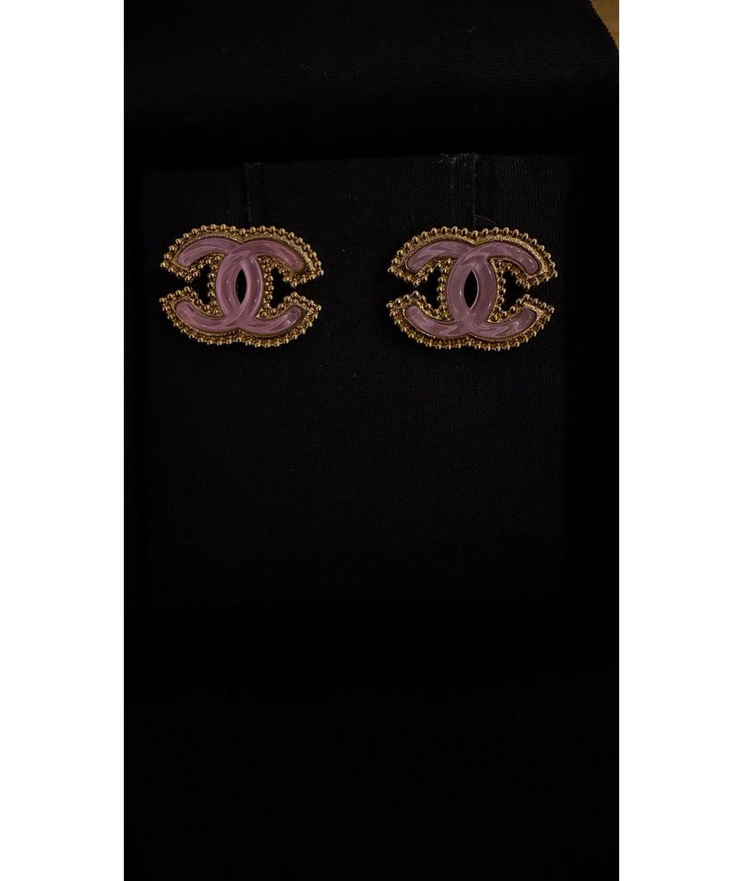 CHANEL Розовые металлические серьги, фото 5
