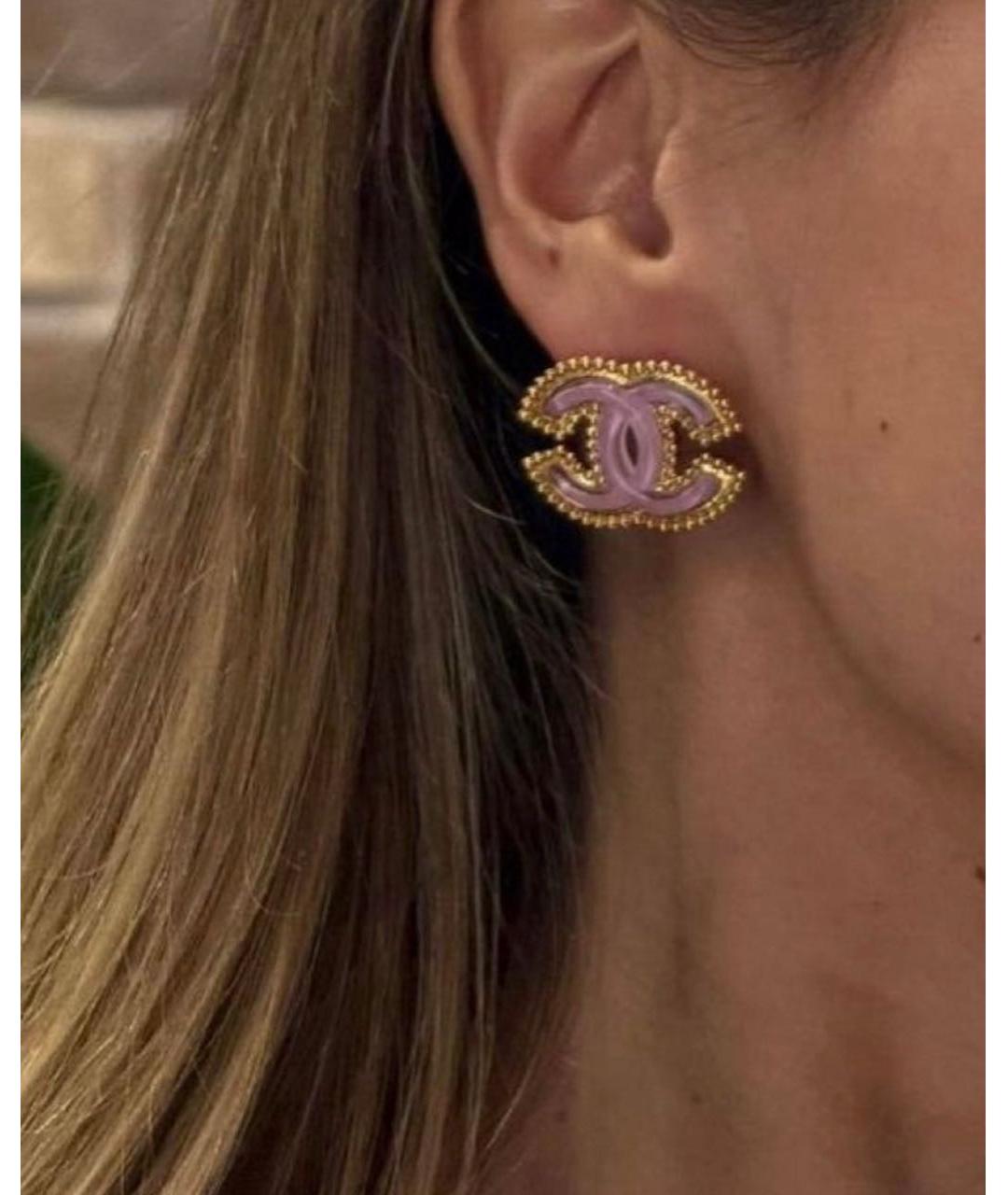 CHANEL Розовые металлические серьги, фото 4