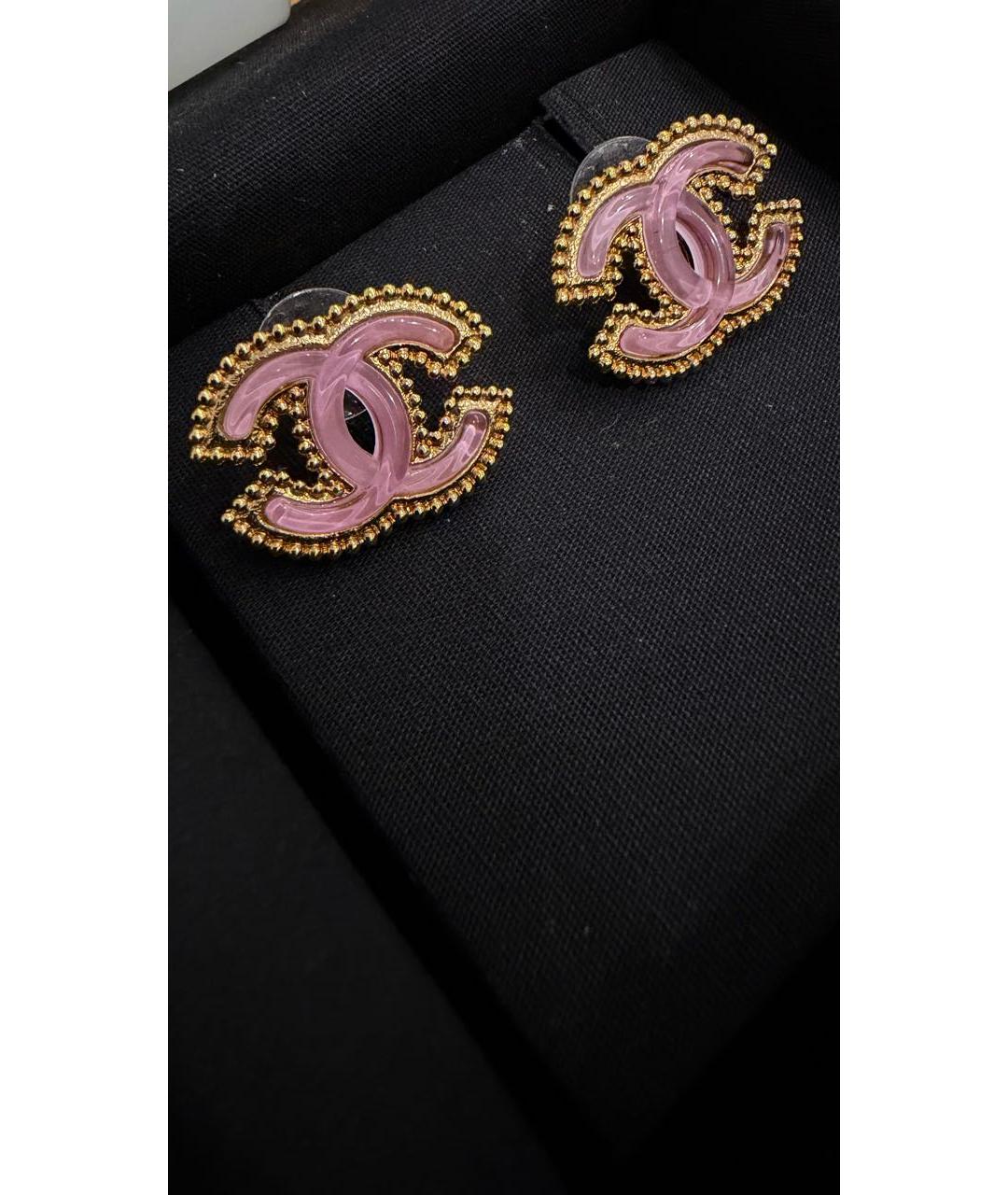 CHANEL Розовые металлические серьги, фото 3