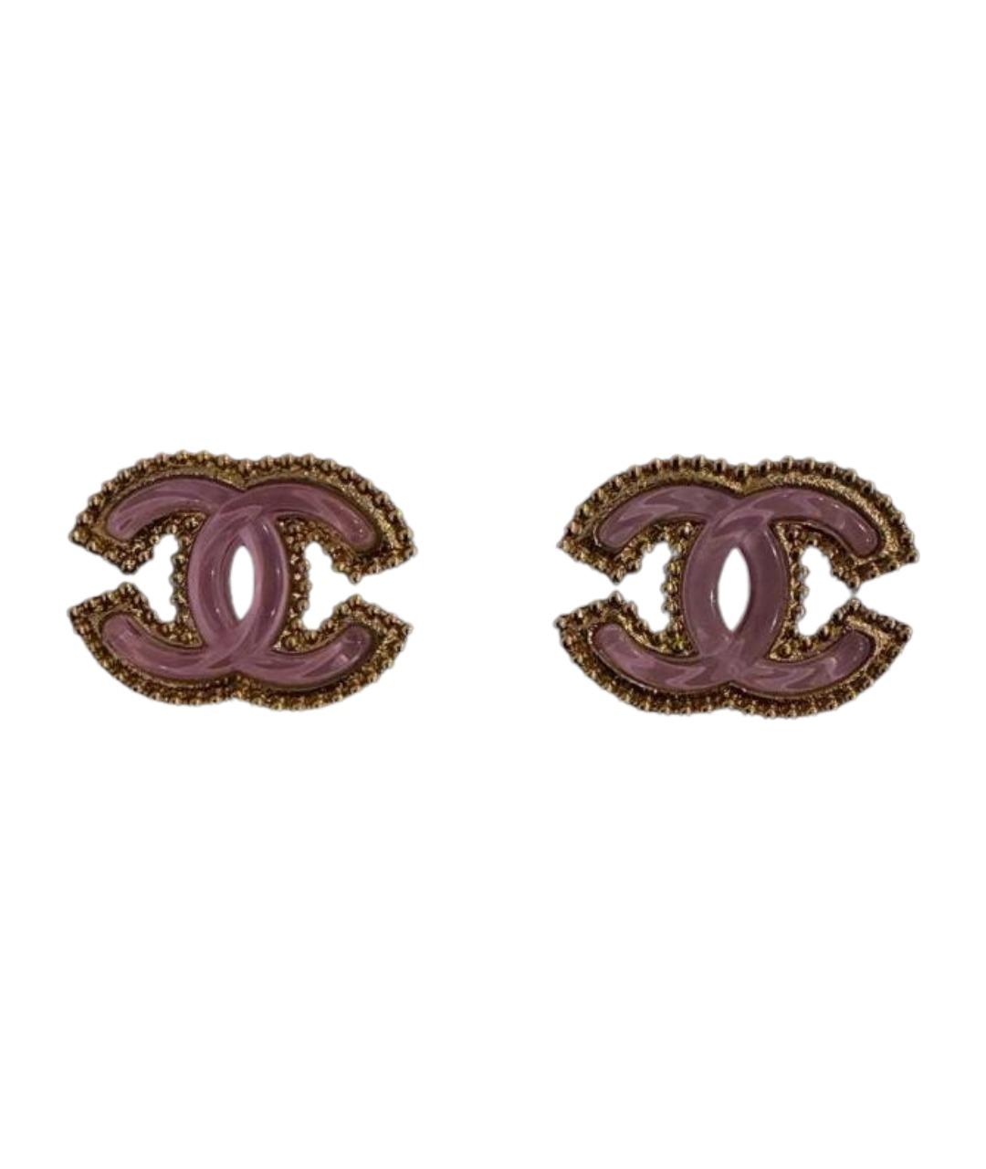 CHANEL Розовые металлические серьги, фото 1