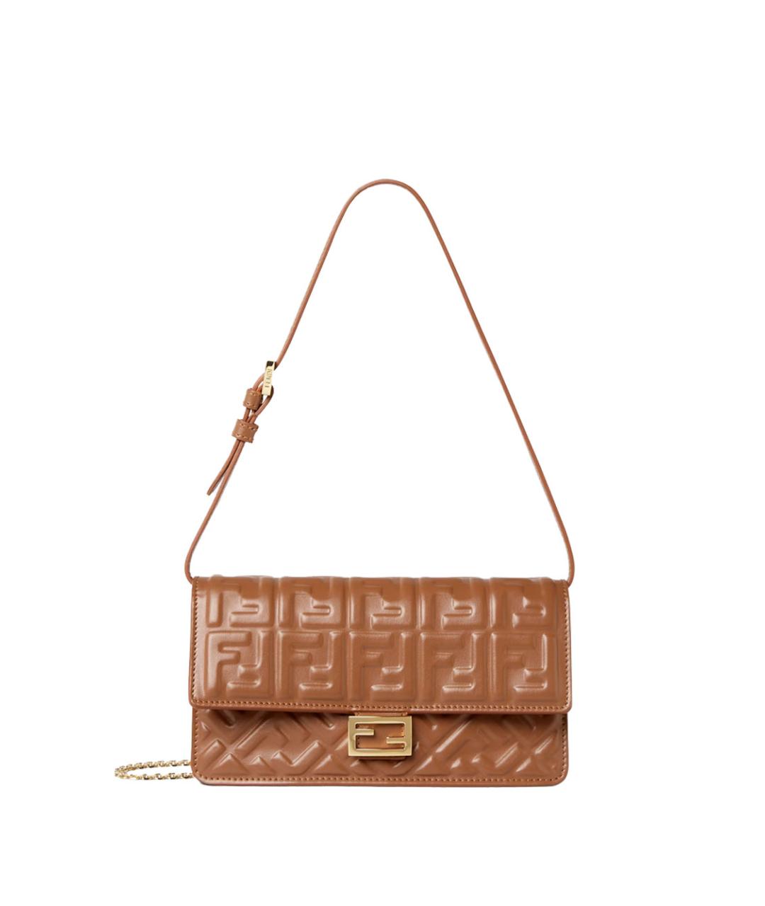 FENDI Коричневая кожаная сумка через плечо, фото 1