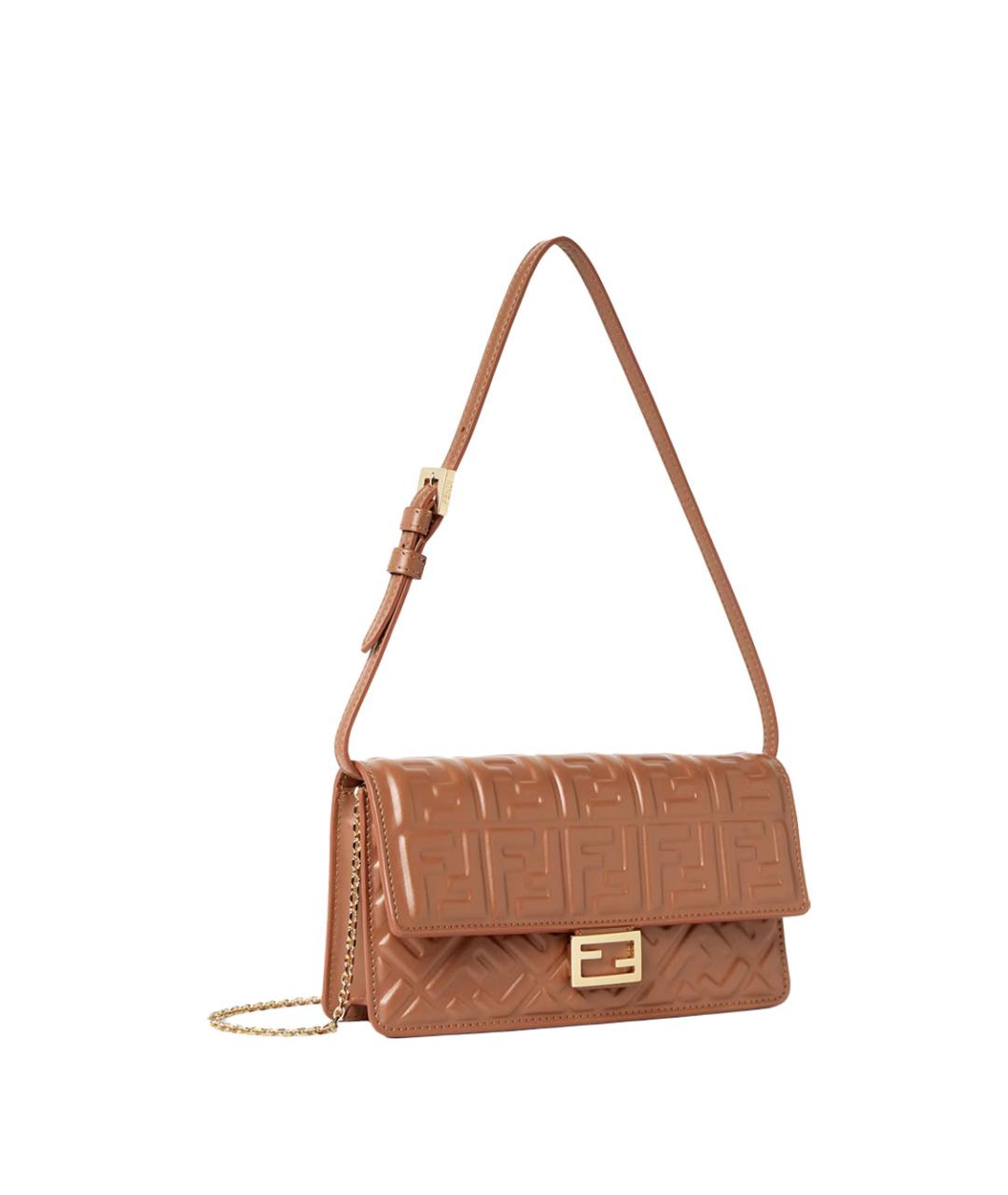 FENDI Коричневая кожаная сумка через плечо, фото 3