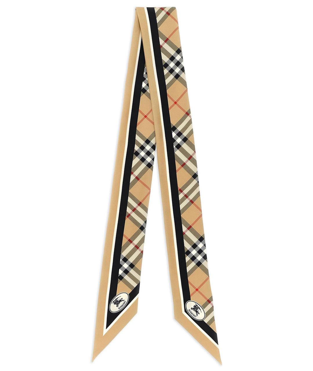 BURBERRY Бежевый шелковый шарф, фото 1