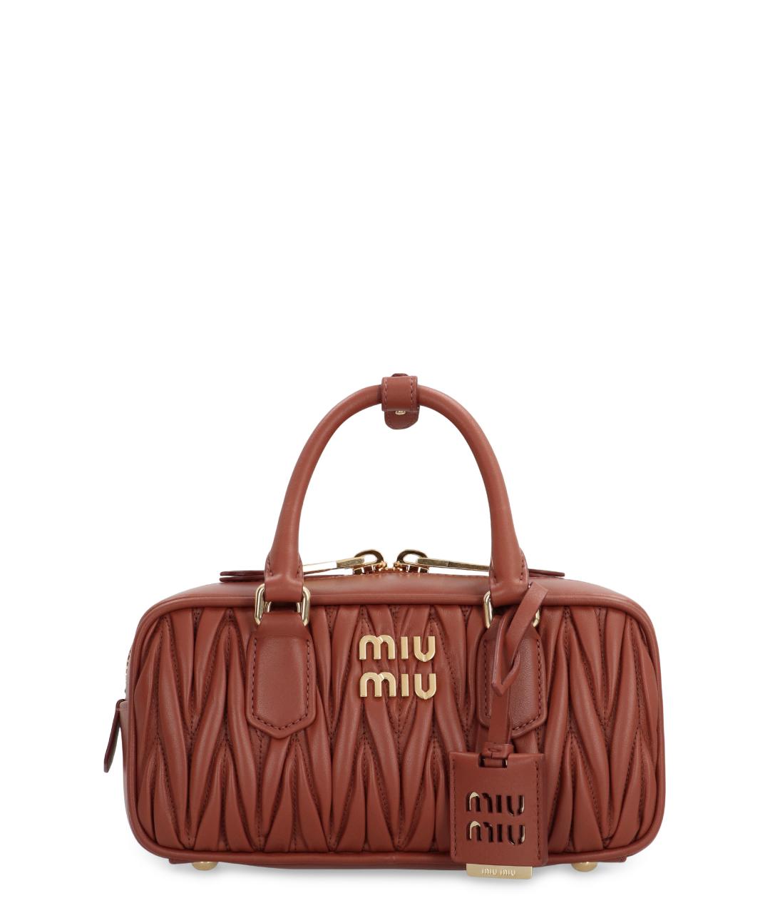MIU MIU Коричневая кожаная сумка с короткими ручками, фото 1