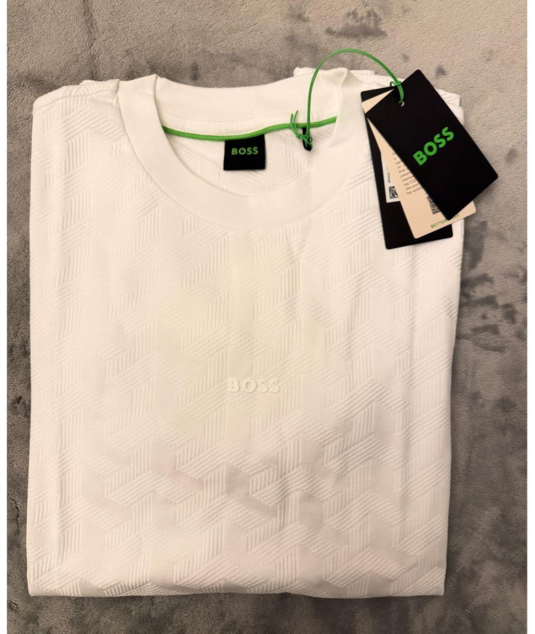 HUGO BOSS Белая хлопко-эластановая футболка, фото 7
