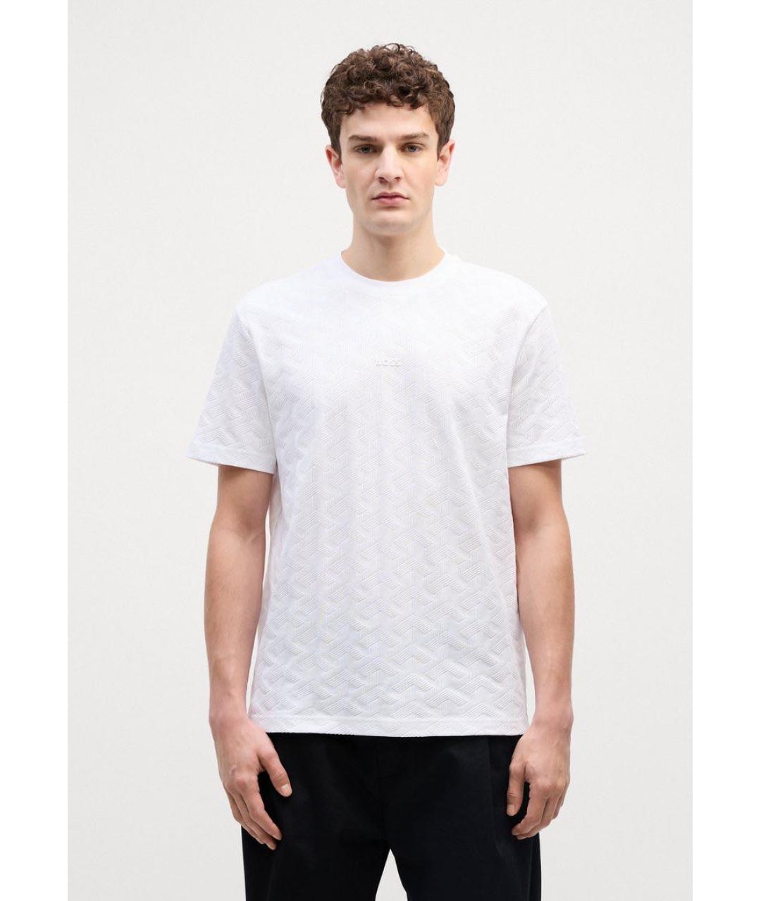 HUGO BOSS Белая хлопко-эластановая футболка, фото 4