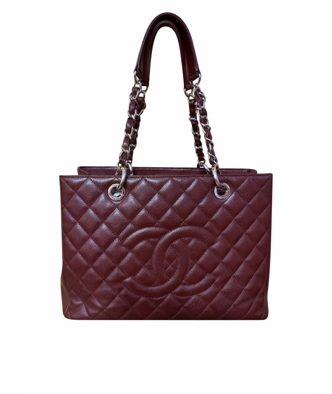 CHANEL Бордовая кожаная сумка тоут, фото 1