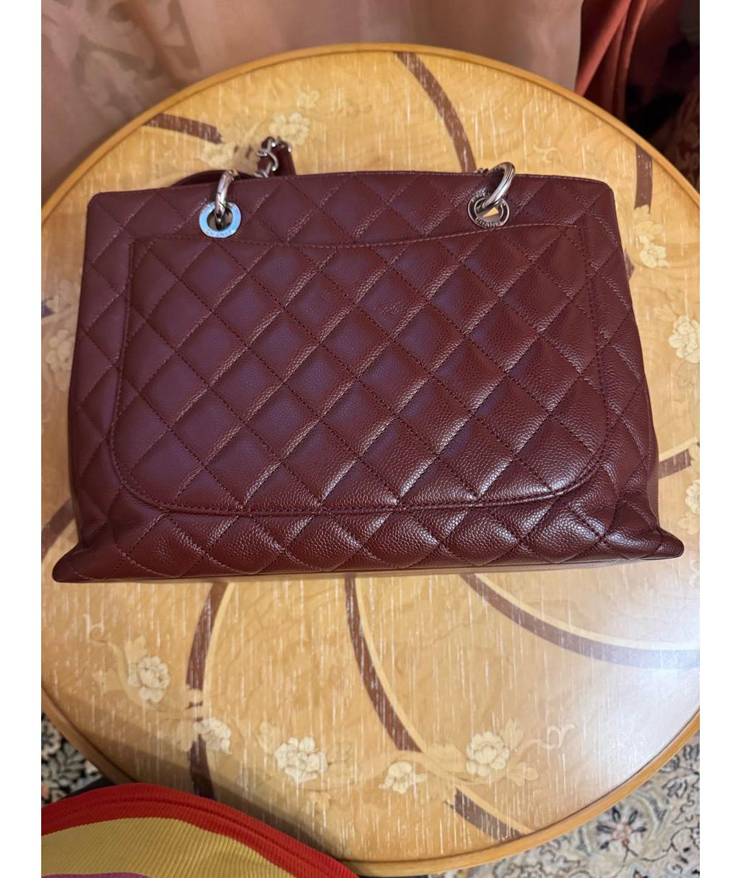CHANEL Бордовая кожаная сумка тоут, фото 2