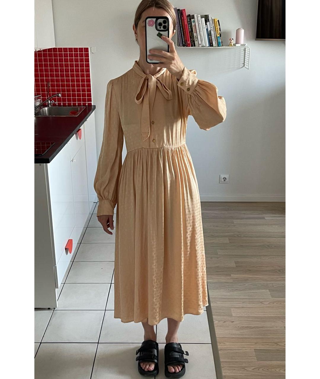 CELINE Бежевое шелковое вечернее платье, фото 5