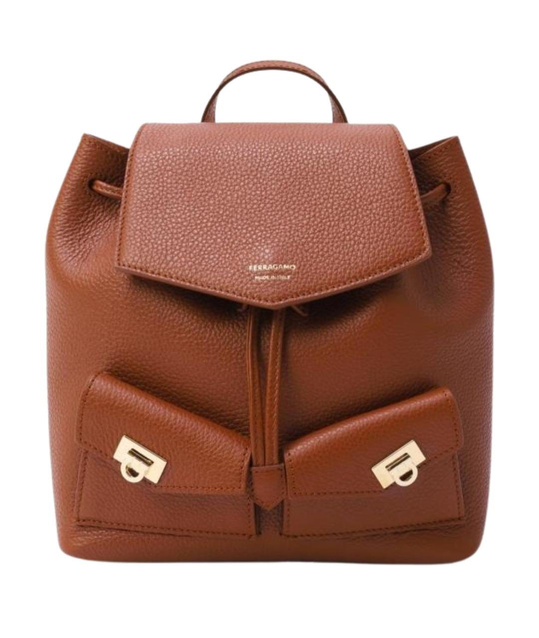 FERRAGAMO Коричневый кожаный рюкзак, фото 1