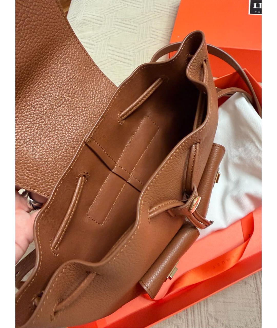 FERRAGAMO Коричневый кожаный рюкзак, фото 5