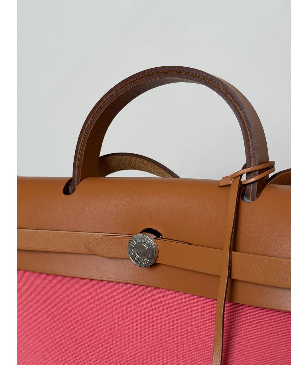 HERMES Коралловая тканевая сумка через плечо, фото 4