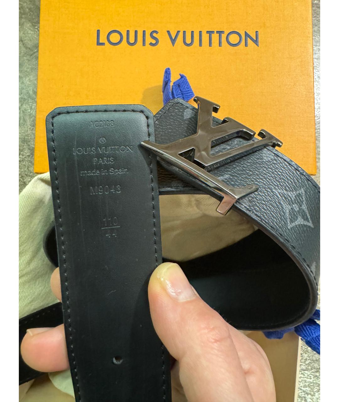 LOUIS VUITTON Черный кожаный ремень, фото 3