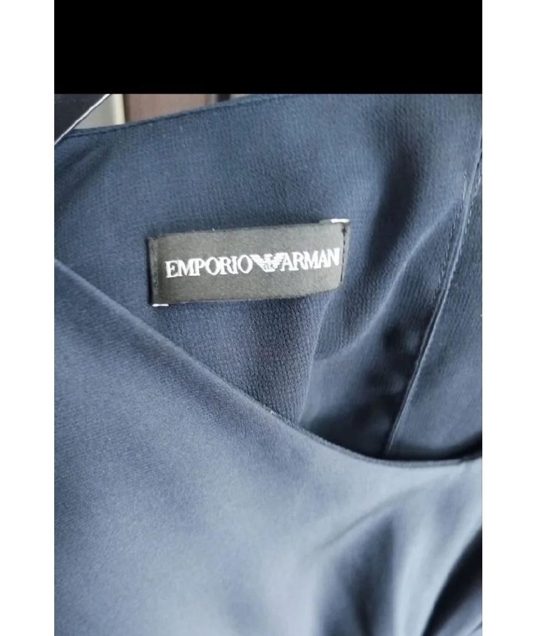 EMPORIO ARMANI Темно-синее шелковое платье, фото 3