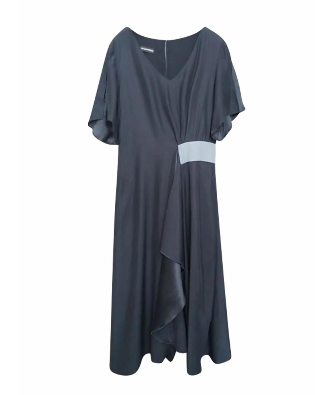 EMPORIO ARMANI Темно-синее шелковое платье, фото 1