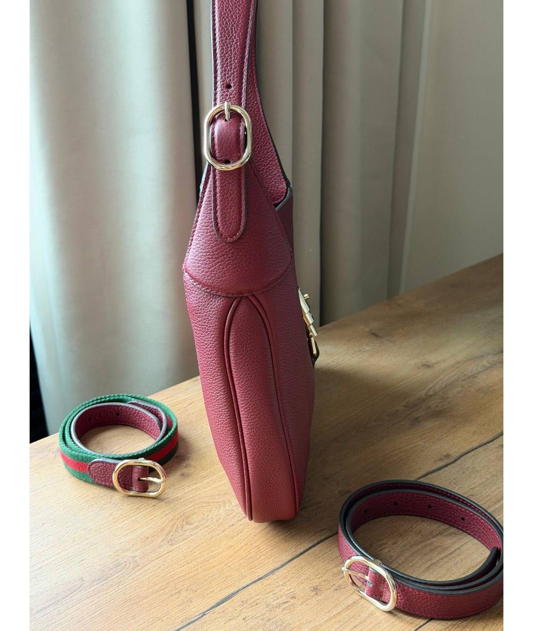 GUCCI Бордовая кожаная сумка через плечо, фото 2