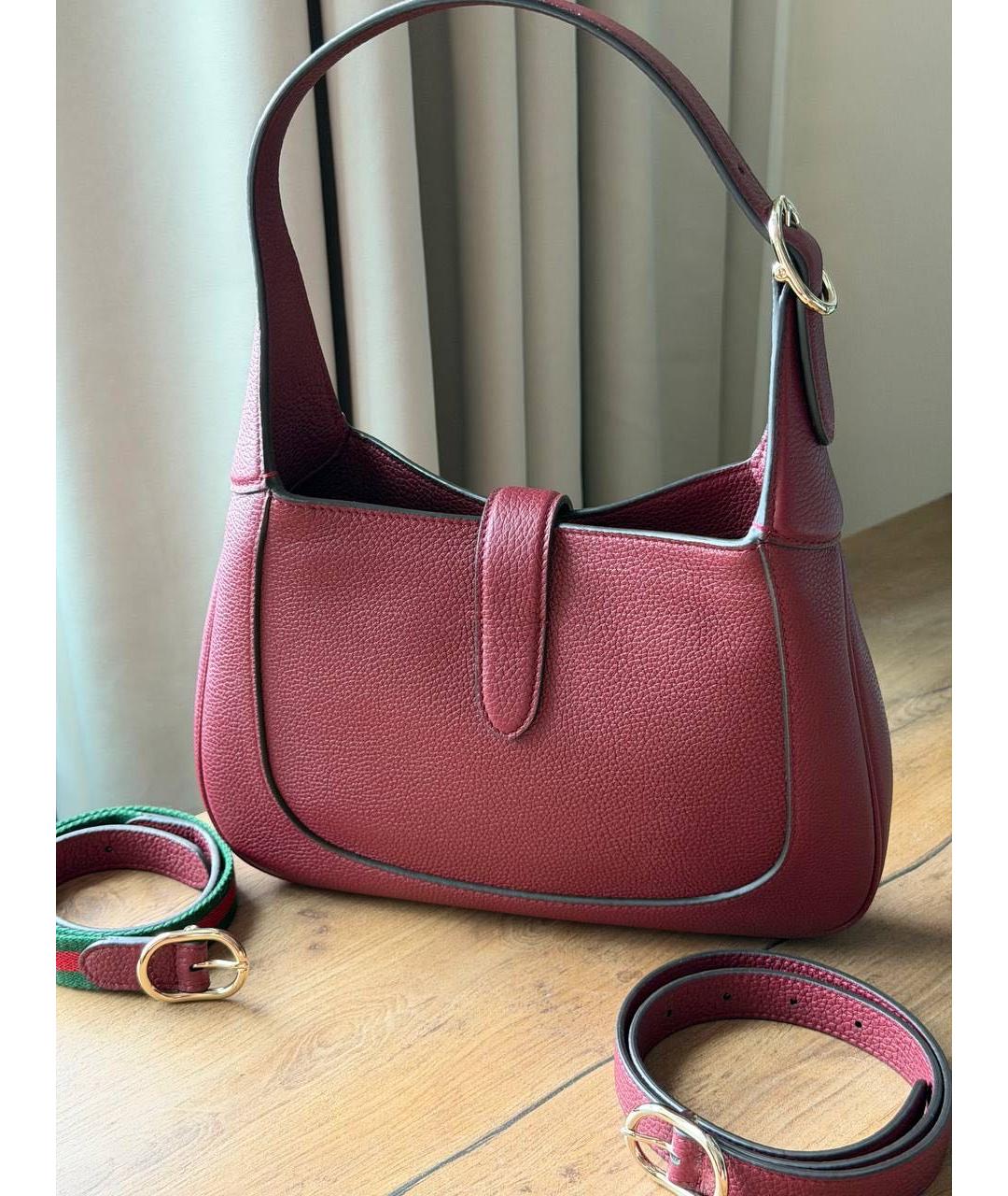GUCCI Бордовая кожаная сумка через плечо, фото 3