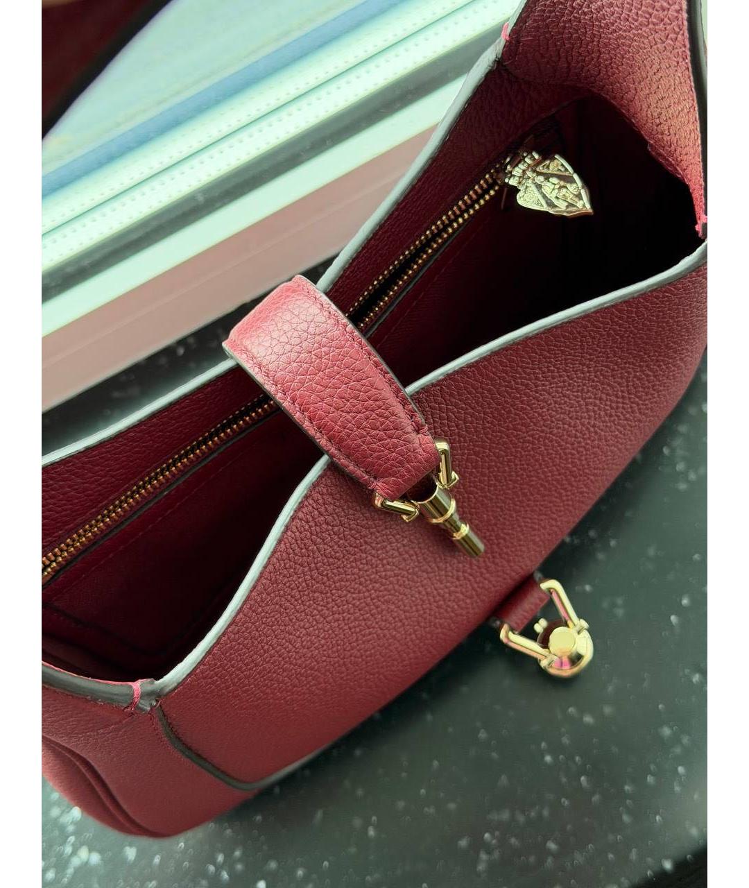 GUCCI Бордовая кожаная сумка через плечо, фото 4