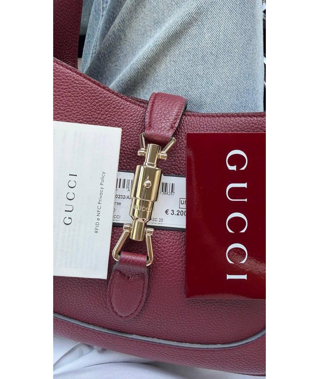 GUCCI Бордовая кожаная сумка через плечо, фото 5