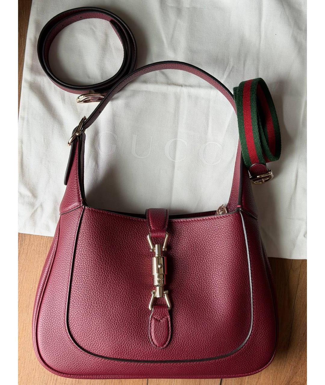 GUCCI Бордовая кожаная сумка через плечо, фото 6