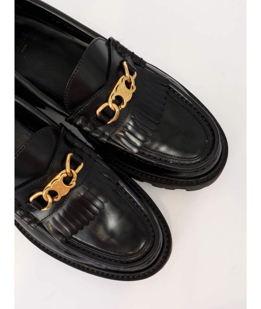 CELINE Черные кожаные лоферы, фото 5