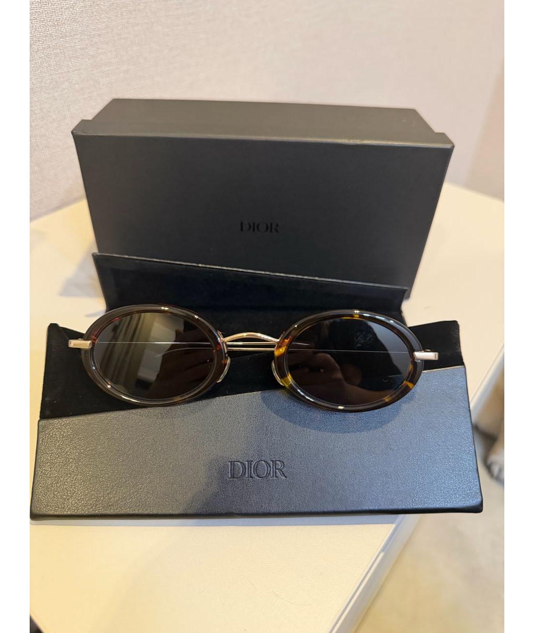 CHRISTIAN DIOR Коричневые металлические солнцезащитные очки, фото 2