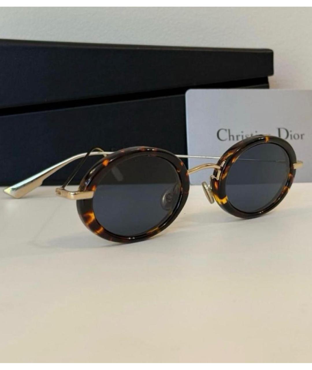 CHRISTIAN DIOR Коричневые металлические солнцезащитные очки, фото 4